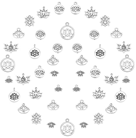 SUNNYCLUE 1 Box 88 Stück 11 Stile Lotus Yoga Om Ohm Blume Charms Anhänger Links Verbinder Perlen Schmuck Zubehör Für DIY Ohrring Halskette Armband Schmuckherstellung