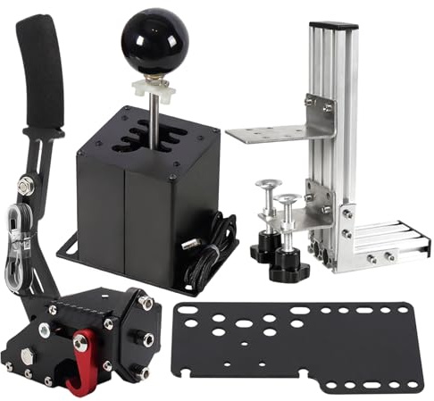 PC USB Simulator Shifter 64 Bit Handbrake with Clamp L Shape Lever Kit Compatible with G29 G27 G25 G920 T300RS/GT Steering Wheel Sequential H Gear Shifter Compatible with ATS ETS Dust WRC Sim Racing