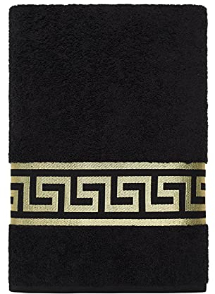 Belle Arti Premium Mäander Handtücher Duschtücher Gästetücher Flauschige Frottee Baumwolle (100 x 150 cm, schwarz)