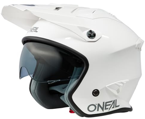 O'NEAL | Casco da Moto Enduro Adventure Street | Norme di Sicurezza ECE 22.05, Calotta in ABS, Visiera Parasole Integrata | Volt Helmet Solid V.24 | Adulto | Bianco | Taglia XL