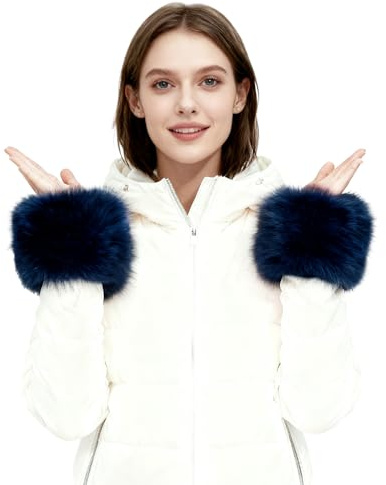 Lina & Lily Damen Winter Armstulpen Manschetten Pulswärmer Kunstfell (Teal)