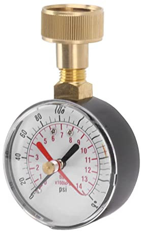 Water Pressure Gauge Aluminum Alloy Universal Water Pressure Test Gauge 0-200Psi 3/4 Female Hose Thread Clear Scale and Easy Install Suitable for Outdoor Pool RV Irrigation