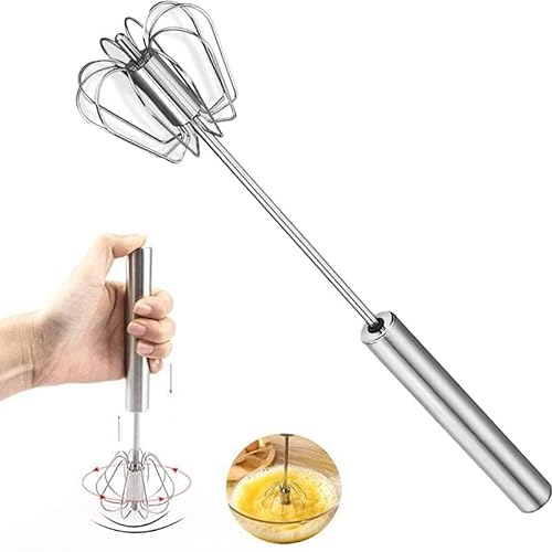 CHEFZOCO Batidor huevos manual, Varillas de batir, Mezclador de huevos, Batidor de Cocina, Batidor Alambre, Apto para Batir, Mezclar, Emulsionar, Cremas y natas, Longitud 35.5 cm, Acero inoxidable