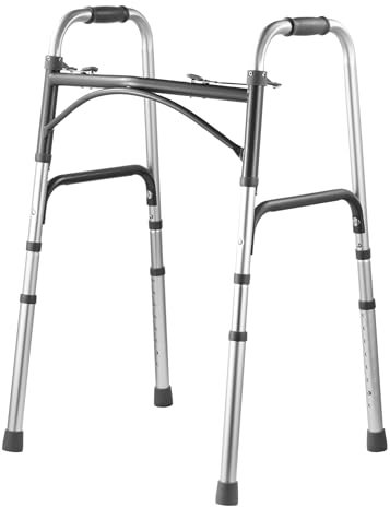 VEVOR Faltbarer Gehwagen, 2-Knopf-Faltgehwagen mit 8-fach einstellbarer Höhe und robusten Griffen, leichte Gehhilfe aus Aluminium für ältere und behinderte Menschen, bis zu 350 Pfund