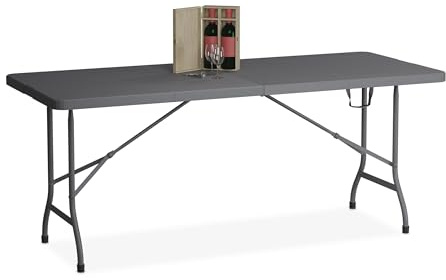 Relaxdays Gartentisch klappbar, HxBxT: 73 x 180 x 74 cm, grau