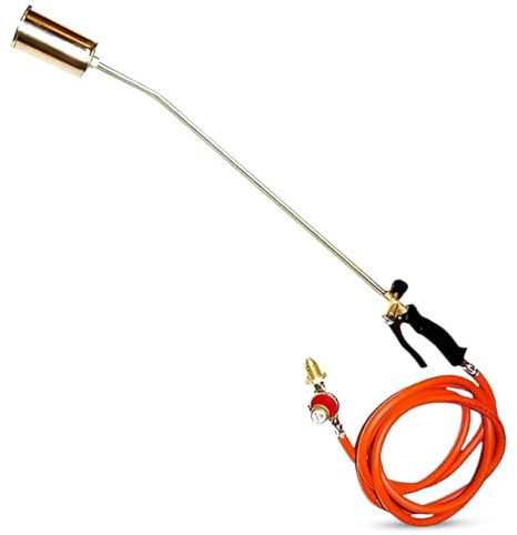 Propane Gas Burner Torch Kit – Heavy Duty Weed Burner Blow Torch with Burner Head, LPG Hose & 4BAR Adjustable Regulator – Ideal for Roofing, Weed Removal & Outdoor Heating (Single Head (10m Hose))