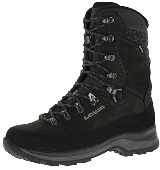 LOWA Botas de caza Tibet Evo 200 GTX HI impermeables y cálidas con material exterior de piel nobuck y suela antideslizante, botas de caza de invierno, impermeables, pizarra, 42 EU