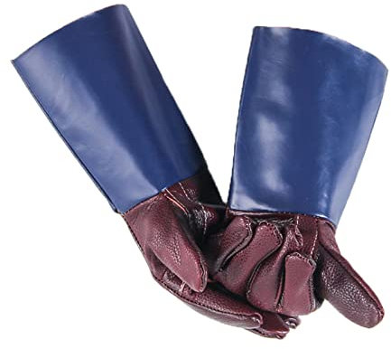 OUTFYT Guanti di saldatura for saldatura lavori con saldatori di palme blu spessa split cucina in pelle cottura calore resistente alla foratura BBQ Guanto,Protezione superiore