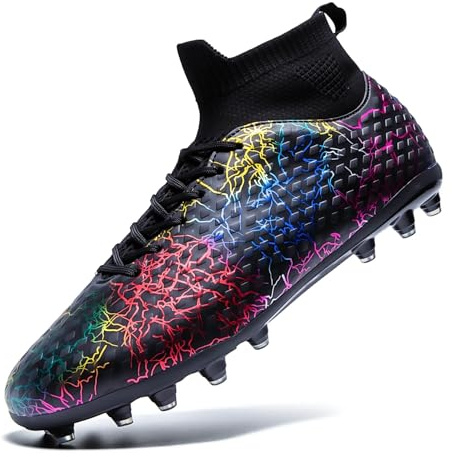 TerGisisi Men's Soccer Cleats High-top Training Football Cleats Womens Lightweight Soccer Shoes Youth Zapatos de Futbol para Hombres, Black, 11 Men