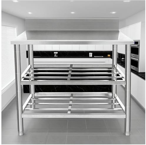 NQNFWCRJ Tavolo da Lavoro Rimovibile in Acciaio Inossidabile Rinforzato Scaffale da Cucina Aperto a 3 Ripiani Con Griglia Di Protezione Facile da Montare Disponibile in Diverse Dimensioni