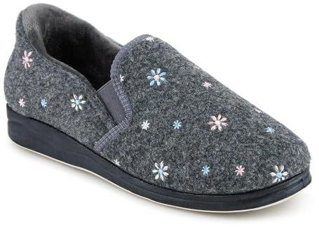 Pavers - Womens Just Step In Memory Foam Slippers in Grey - Memory Foam Insole That Moulds to the Foot - Light & Flexible - Slip into Comfort Quickly - Size 7 UK