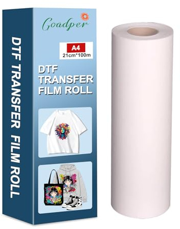 DTF Rouleau de Film de Transfert 21cm x 100m Double Face Rouleau de Film de Transfert DTF Transfert Thermique Pet Film pour Sublimation pour epson Imprimantes Compatible pour T-Shirts,Sacs & Textiles