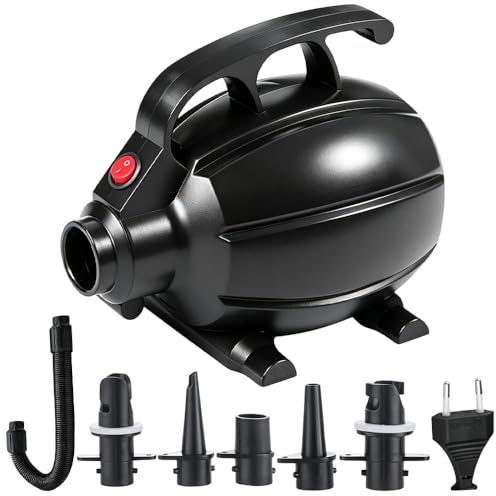 Foreverup 600 W elektrisk luftpump, elektrisk pump med 5 munstycken, airtrack-pump, luftmadrass för madrass, soffa, pool, plaskdamm, gummibåt, simringar, båtar