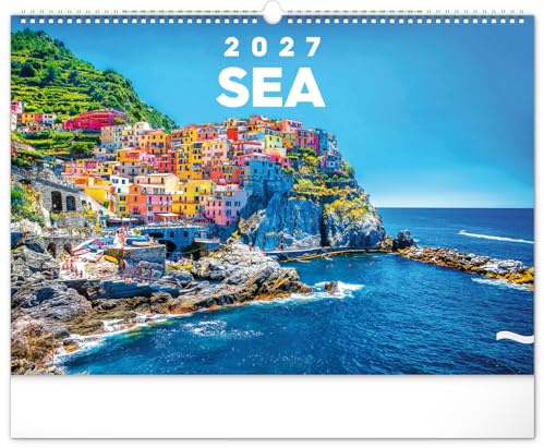 MaxiCalendrier Mural 2027 Mer, Format 48x33 cm, Spirale, 12 Mois, Paysages Côtiers du Monde
