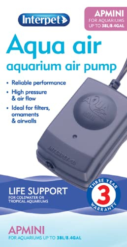 Interpet Aqua Air Oxygen Pump for Aquarium Fish Tank Aeration, Quiet, Powerful, AP Mini for XS Aquariums and Goldfish Bowls