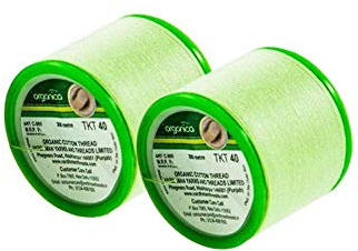 Lote de 2 bobinas de hilo de algodón orgánico de la India para depilación de cejas, 300 m cada bobina