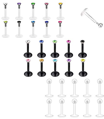 D.Bella Lippenpiercing 14G Lippe Labret Stab Bioflex Flexible Lippenringe Tragus Helix Retainer CZ Stil Knorpelohrringe Medusa Piercing