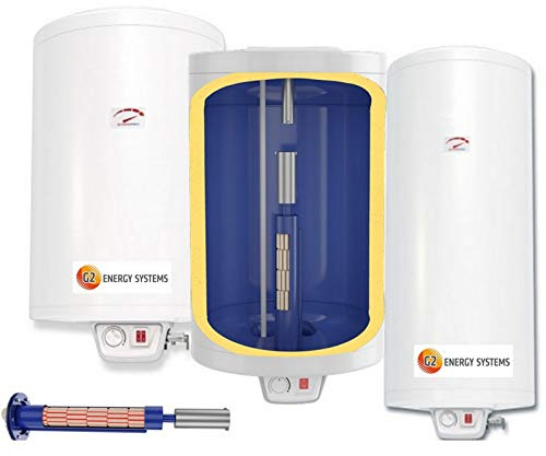 Elektro Warmwasserspeicher Boiler mit verschleißfreiem Keramikheizstab, wandhängender Boiler in der Größe 150 L Liter 2,2 kW 230 Volt hohe Ausführung