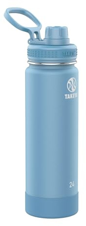 TAKEYA Actives 24 oz Vacuum Insulated Stainless Steel Water Bottle with Spout Lid, Premium Quality, Bluestone
