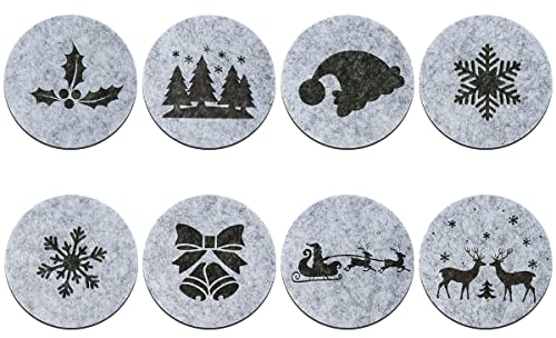 FHzytg Filzuntersetzer - 8 Stück Weihnachtliche Schneeflocke Untersetzer für Weihnachten