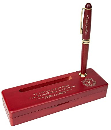Ensemble de stylos en bois gravé, stylo exécutif et boîte avec personnalisation gratuite, stylo à bille en palissandre avec étui pour cadeau