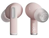 Sudio A1Pro Pink In-Ear Earphones with Bluetooth, Touch Control with Compact Wireless Charging Cradle, IPX4 Protected, Active Noise Cancellation, with Built-in Microphone, Premium Crystal Sound