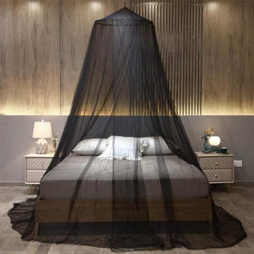 ZIQINPSQ Feinmaschiges als Moskitoschutz,Insektenschut, Moskitonetz Doppelbett und Einzel Bett,inklusive Montagematerial,zeinfache Anbringung. (Schwarz)
