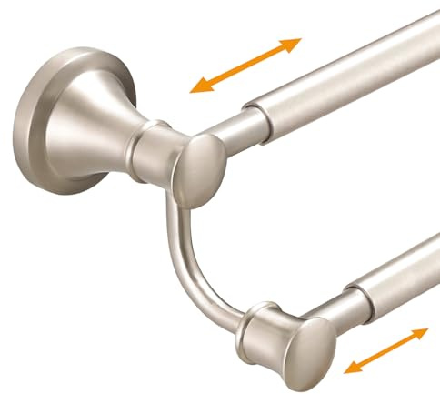 Hoimpro Adjustable Retractable 15-27 Inches Stainless Steel Bathroom Towel Bar, Bathroom Accessories Bath Hotel Double Towel Bar Rod Hanger Wall Mounted Towel Holder Towel Rack, Brushed Nickel
