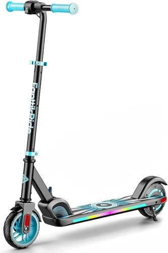 FanttikRide C9 Apex Monopattino Elettrico per Bambini 120-160cm, Altoparlante Bluetooth, Luci Arcobaleno, 8/13/16 km/h, Autonomia di 8 km, Altezza Regolabile, Pieghevole, per Bambini fino a 60kg, Blu