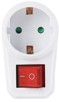 CILIA Presa Elettrica con Interruttore Schuko 2 Poli Bianca – Tipo F, Risparmio Energetico, Salvaspazio con Connettore Intermedio e Morsetti di Terra (1)