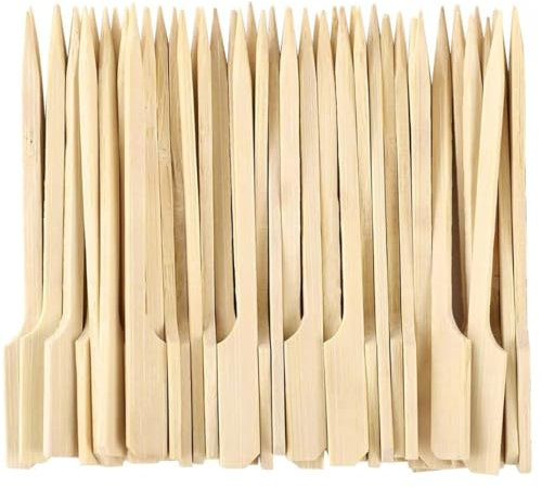 200 Pieces Paddle Bamboo Skewers9 CM Flat Burgers Sticks Children Kids Wooden Fruits Picks Cocktail Sticks Satay Skewers (9CM-200Pack)