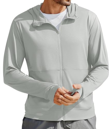 PINSPARK Men's UPF 50+ Full Zip Up Sun Protection Hoodie Jacket Long Sleeve Lightweight UV Shirts for Men Hiking Fishing