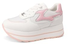 QUEEN HELENA Zapatillas de deporte de plataforma altas para mujer X32-33, Blanco y rosa., 35 EU
