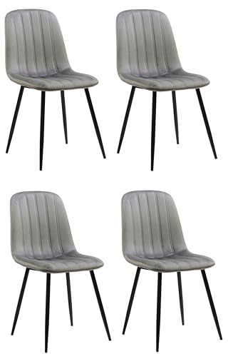 Millhouse Dining Chairs with Sturdy Metal Legs, Set of 4 for Kitchen and Living Room D20991 Velvet DuneGrey
