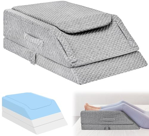 CAUTIOUS Cuña Elevar Piernas con 3 Alturas, Cuña Elevar Piernas Ergonómico, Almohada para Piernas Pesadas Cojin Reposapiernas