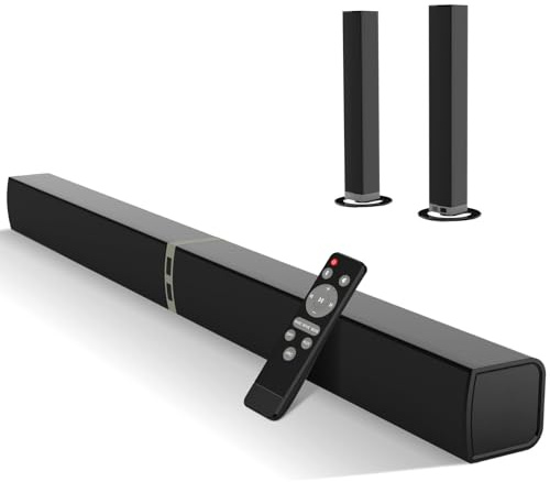 HoYLluDLL Soundbar for TV, 32 Inch Divisible 2-in-1 Sound bar, Soundbar Bluetooth 5.3 with 3 EQ Modes and 3D Surround Sound, TV Speaker Soundbars with ARC/Optical/Aux, 1 Pcs
