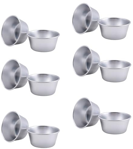 Nihcora Moldes Individuales de 12 Piezas Moldes para PudíN Tazas Mini Sartenes Fundidas de Chocolate Molde Antiadherente para Pastel de Magdalenas Galletas PudíN