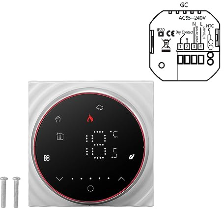 Smart Thermostat Programmerbar LED Display Digital termostat för pannvärmesystem Hem AC95 240V tunnpanelen Energibesparing (Svart)
