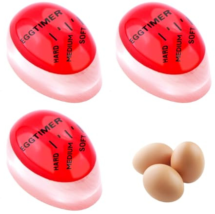 3 Pcs Egg Timer, Colour Changing Egg Timer for Soft, Medium and Hard Boiled Eggs Reusable Kitchen Tool Boiled Eggs Timers Easy to Read and Use Cooking Timers for Boiling, Breakfast Gift and Home Use