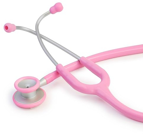 Scian 30G-PK Stethoscope - High-Fidelity Acoustics, Lightweight Aluminum, Satin Tube for Pediatrics & Nursing - Nurse Essentials in Pink
