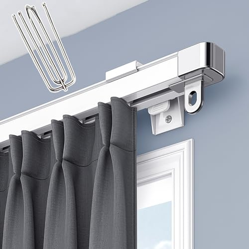 Sistema de riel de cortina retráctil, barra deslizante de aluminio ajustable para montaje en techo/pared, divisor de habitación blanco para caravana, hospital, dormitorio, se extiende de 1,15 a 2,1 m
