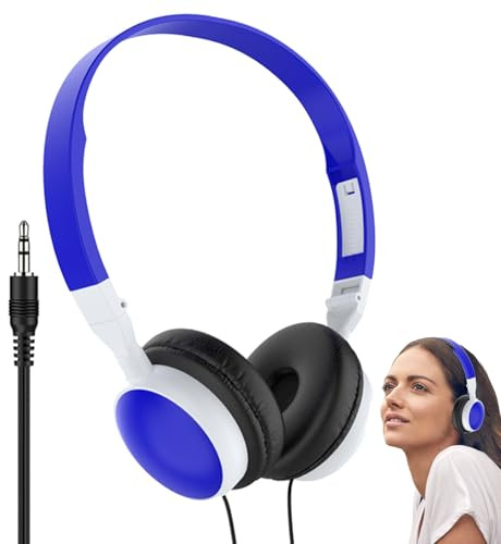 Cuffie sovrauricolari – Connessione cablata da 3,5 mm, morbidi cuscinetti in memory foam, design archetto regolabile, cuffie audio leggere | Accessorio portatile per computer, tablet, laptop