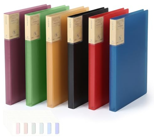 6 Pack A4 Display Book Folder with Plastic Sleeves, 6 Colors 240 Pockets Presentation Folders for Documents with Index Tabs, Aesthetic Vintage, A4 Display Folder for School, Office Project & Art