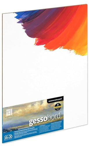 Ampersand Art Supply Gesso Wood Painting Panel: Museum Series Gessobord, 16 x 20, White