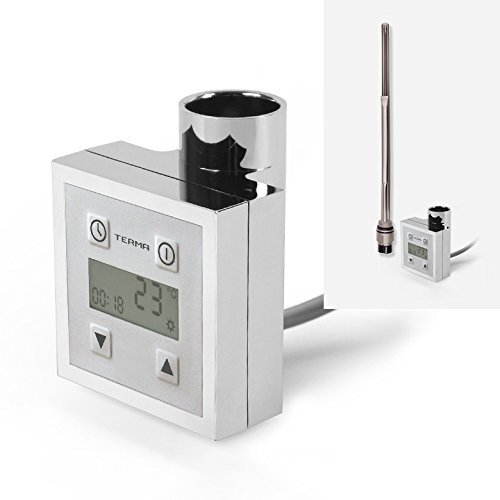 anapont Värmestång värmepatron värmeelement för radiatorer handduksvärmare och badrumsvärmare, handdukstork med termostat elektronisk temperaturregulator, fjärrkontroll (600 watt med timer, krom)