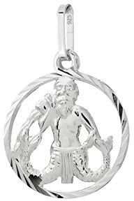 NKlaus Wassermann Sternzeichen 925 Sterlingsilber 15mm Kettenanhänger Horoskop Zodiak 9171