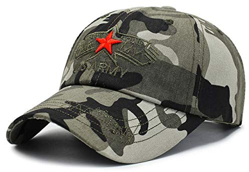 CHENNUO Kamouflage armékeps unisex broderi baseball cap utomhus sport keps resa sol keps, grå 2, 56/60