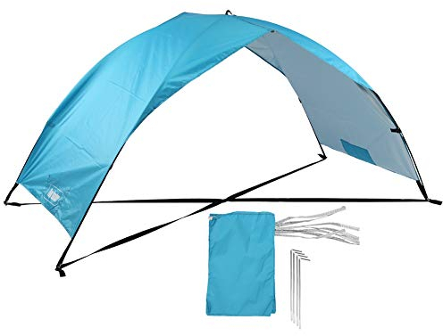 Sand Strand Zelt Markise, Polyester Silberbeschichtung Doppelte Faltung Tragbare Outdoor Sonnenschutz Praktische Sandbeach Zelt Markise für Strandurlaub