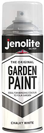 JENOLITE Vernice spray per mobili da giardino | BIANCO GESSOSO | Ideale per mobili da giardino e ornamenti | uso su legno, metallo, plastica, pietra, ceramica | 400 ml (RAL 9016)