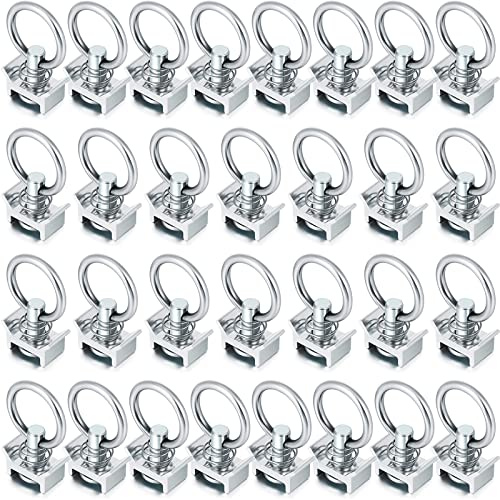Hotop Single Stud Fitting L Track 4, 000lb Capacity with Stainless Steel Round Ring Aluminum Keeper Cargo Control for Airline Track Logistic Installation(16 Pcs)